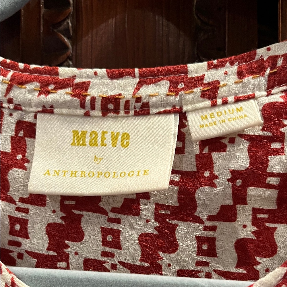 Anthropologie Red and White Patterned Blouse - Picture 2 of 5